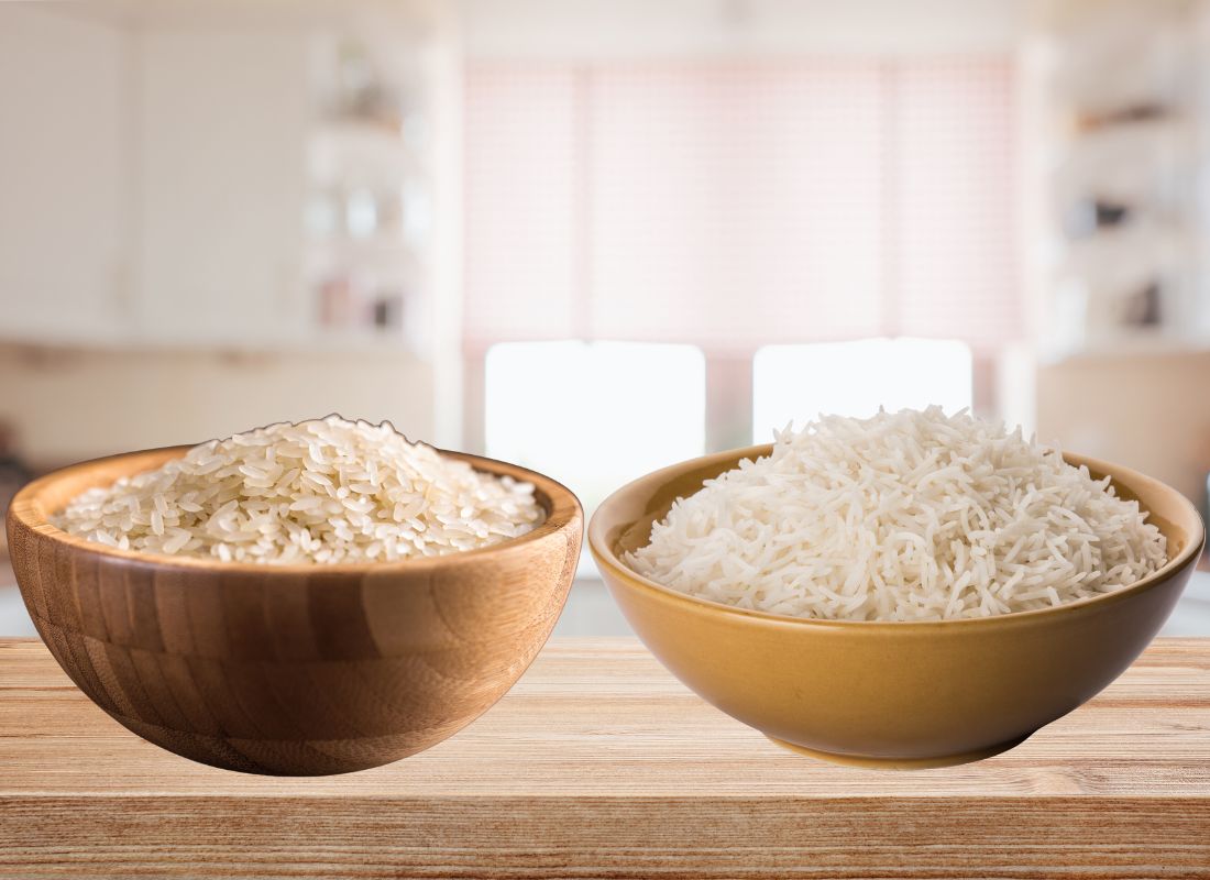 prikaz dve činije sa različitim pirinčem