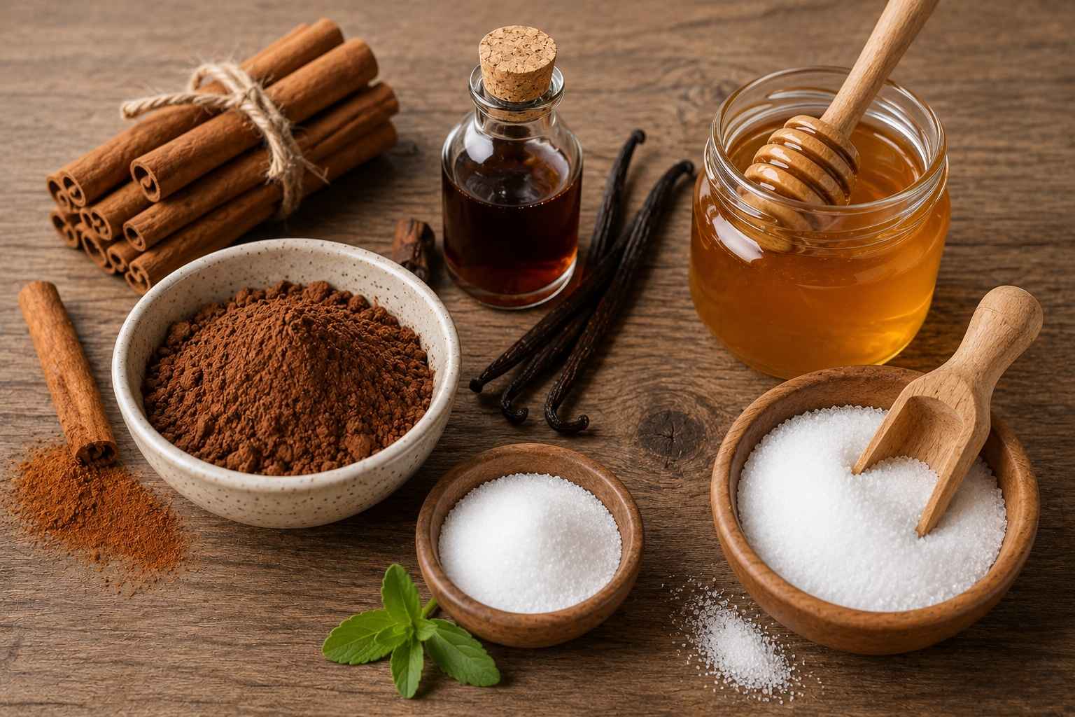 Cimet, vanila, kakao, med i eritritol kao dodaci za pirinčani griz